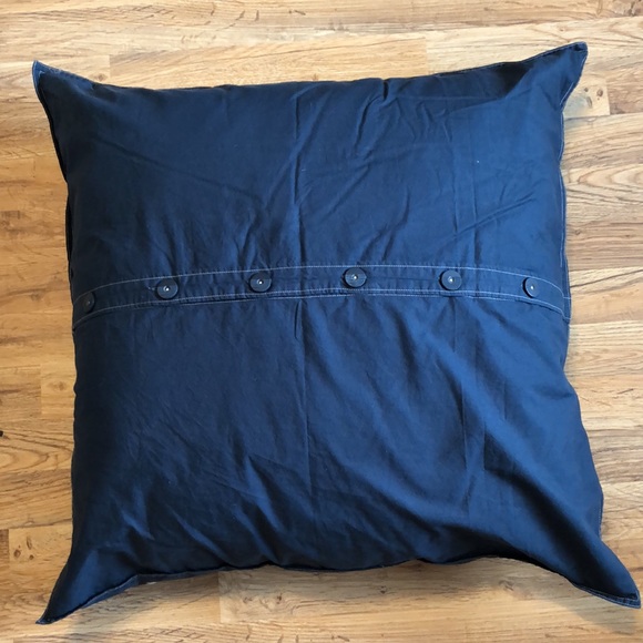 Set of 3 Navy Blue Stitched Washed Cotton Euro Pillow Covers West Elm - Picture 2 of 2